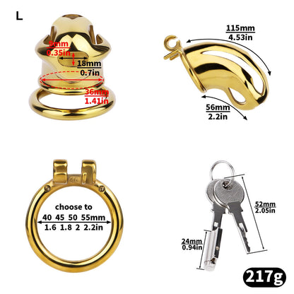 Gold Metal Cobra Chastity Cage - S/M/L - ChastityBondage