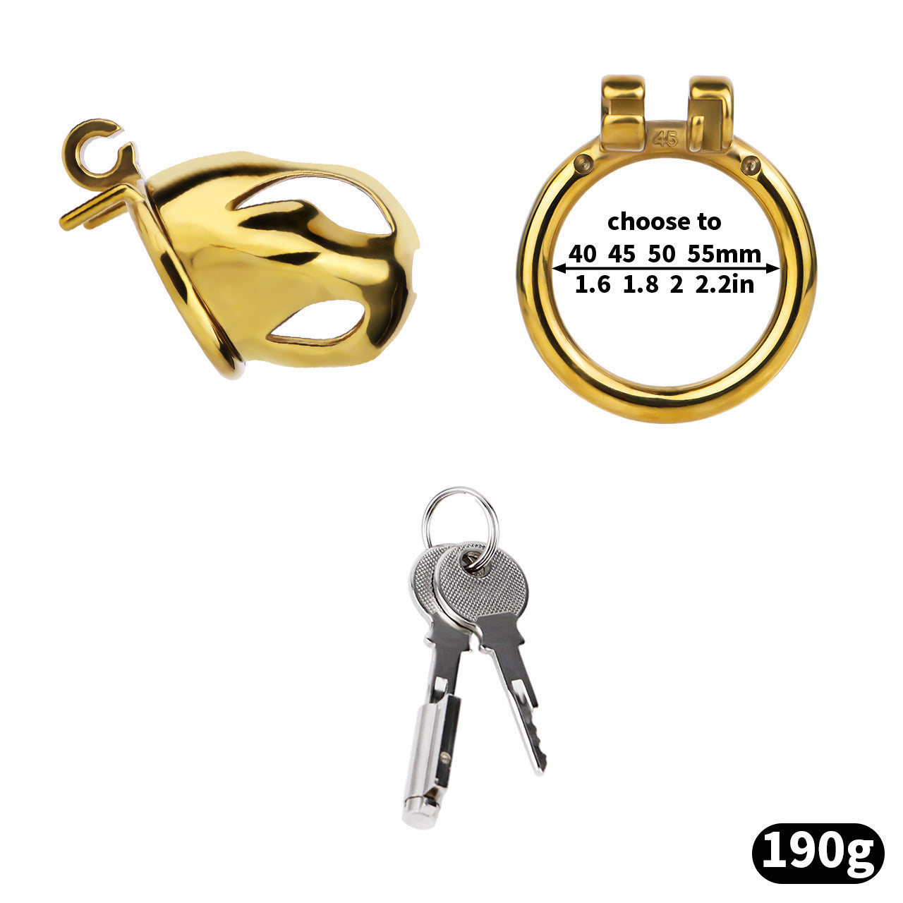 Gold Metal Cobra Chastity Cage - S/M/L - ChastityBondage