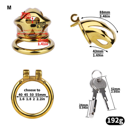 Gold Metal Cobra Chastity Cage - S/M/L - ChastityBondage