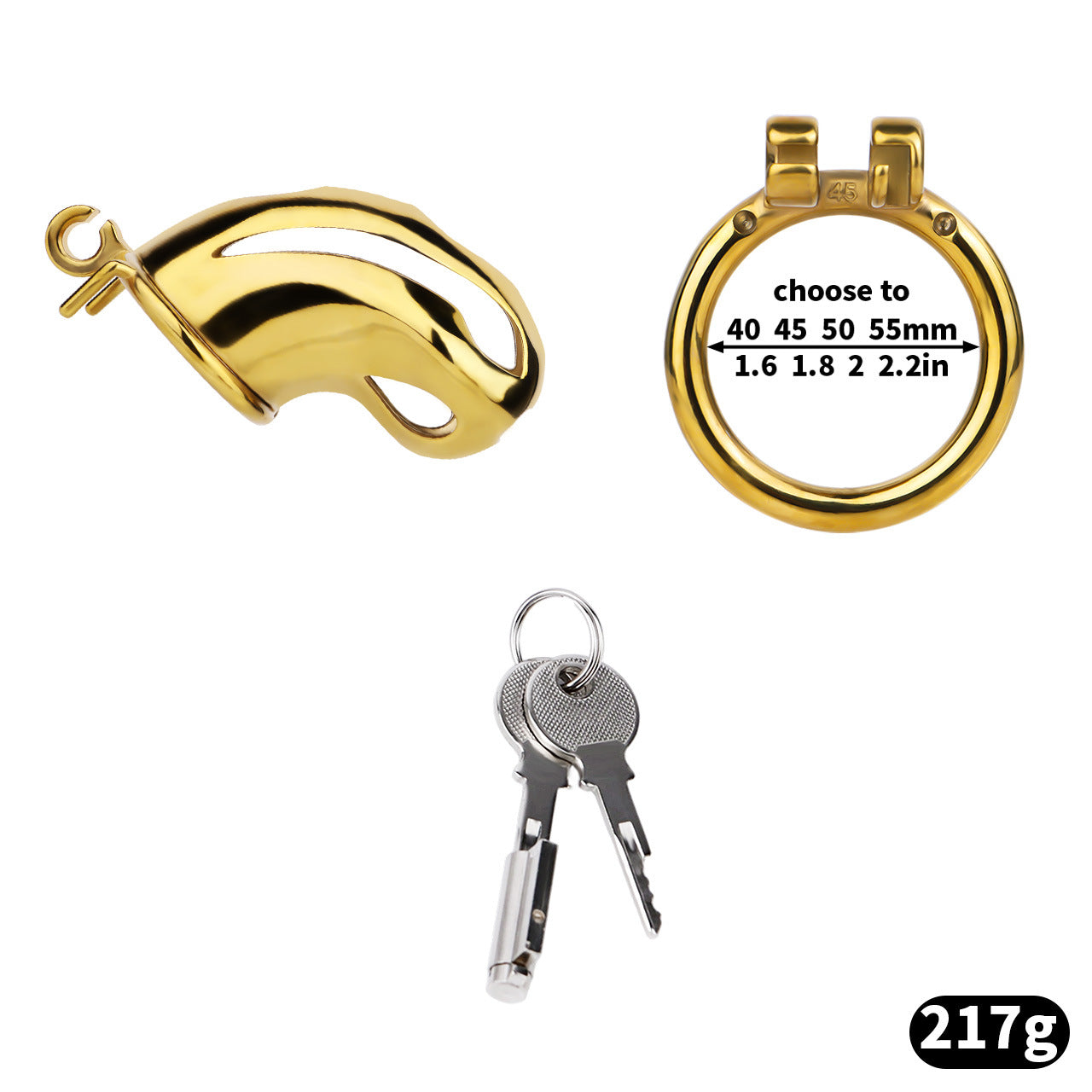 Gold Metal Cobra Chastity Cage - S/M/L - ChastityBondage