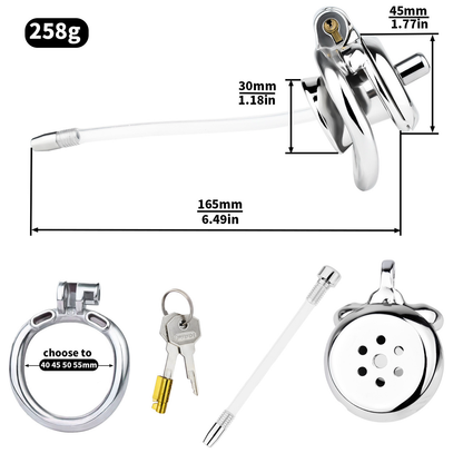 Sleek Inverted Chastity Cage with Removable Soft Silicone Catheter Negative Reversed Cock Cage for Men Gay and Sissy