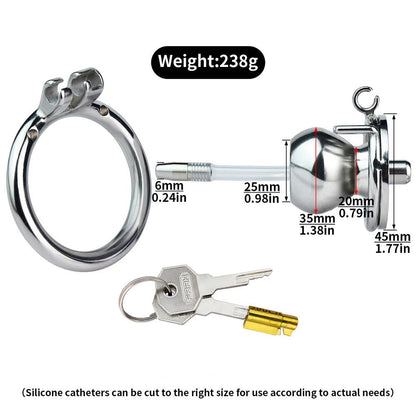 Micro Inverted Chastity Cage with Detachable Silicone Catheter Butterfly Small Cock Lock for Sissy