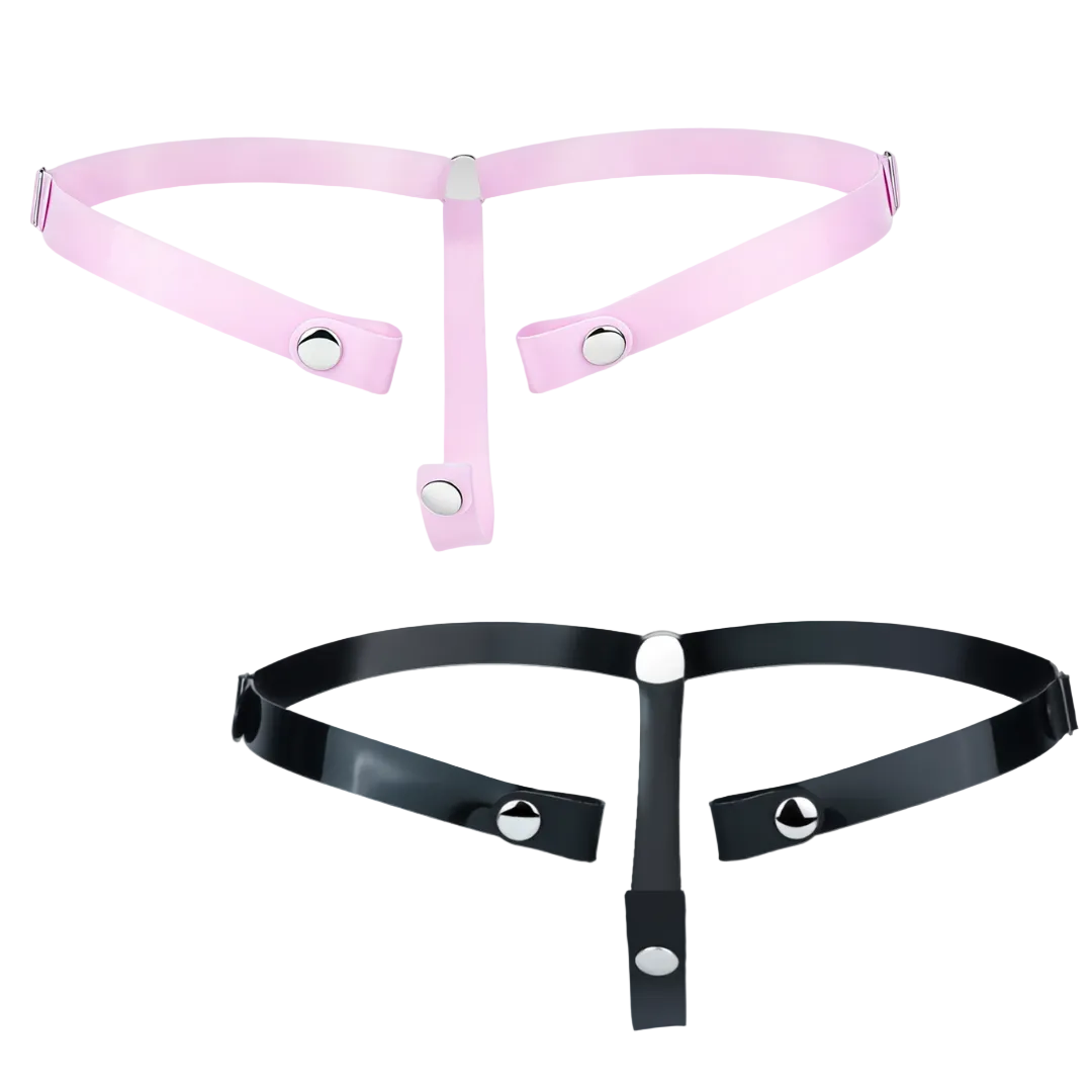 Soft Slicone Strap for Chastity Cages CockCage Belt for Men and Sissy - Light Pink & Black