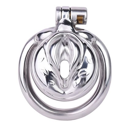 Metal Clit Chastity Cage for Sissy Mimicking Female Pussy Vagina Shape Chastity Device