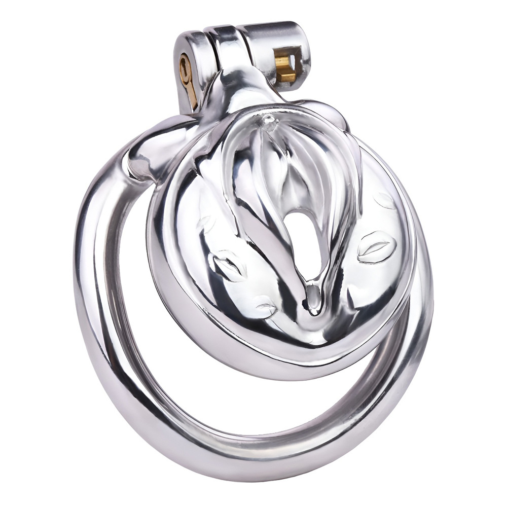 Metal Clit Chastity Cage for Sissy Mimicking Female Pussy Vagina Shape Chastity Device