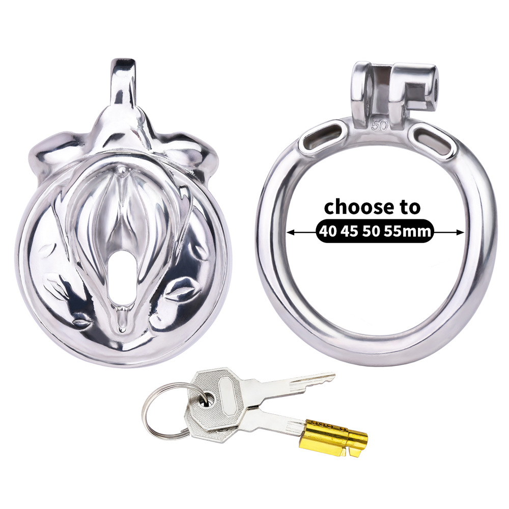 Metal Clit Chastity Cage for Sissy Mimicking Female Pussy Vagina Shape Chastity Device