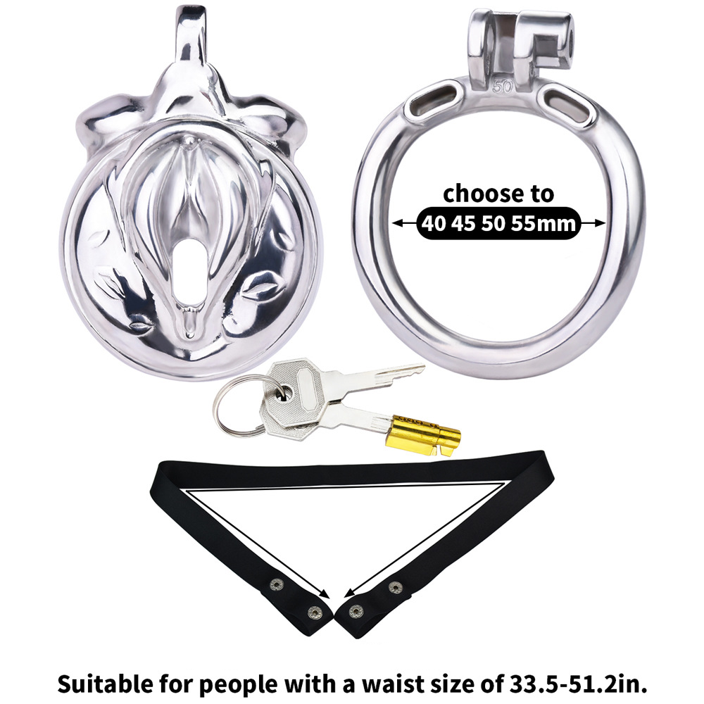 Metal Clit Chastity Cage for Sissy Mimicking Female Pussy Vagina Shape Chastity Device