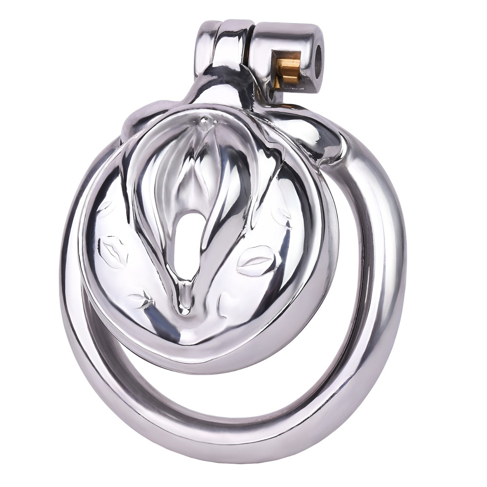 Metal Clit Chastity Cage for Sissy Mimicking Female Pussy Vagina Shape Chastity Device