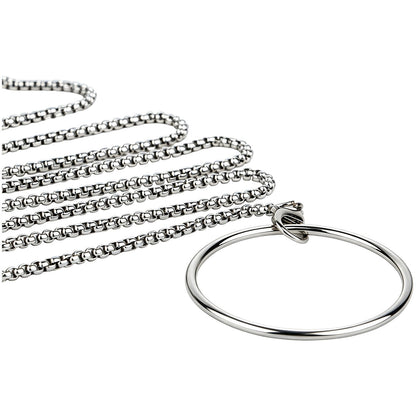 Metal Flat Chastity Cage with Detachable Chain Leash for Men
