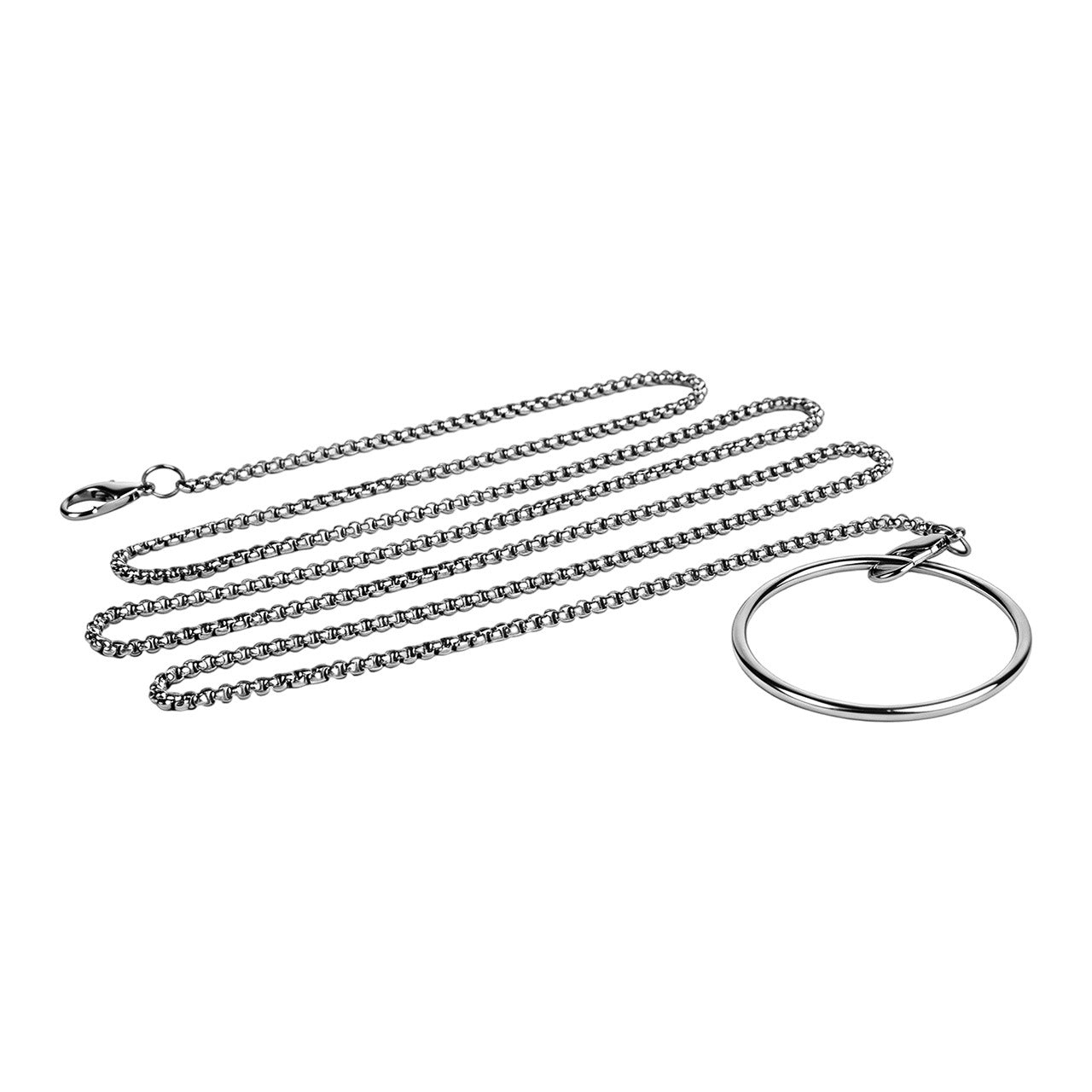 Metal Flat Chastity Cage with Detachable Chain Leash for Men