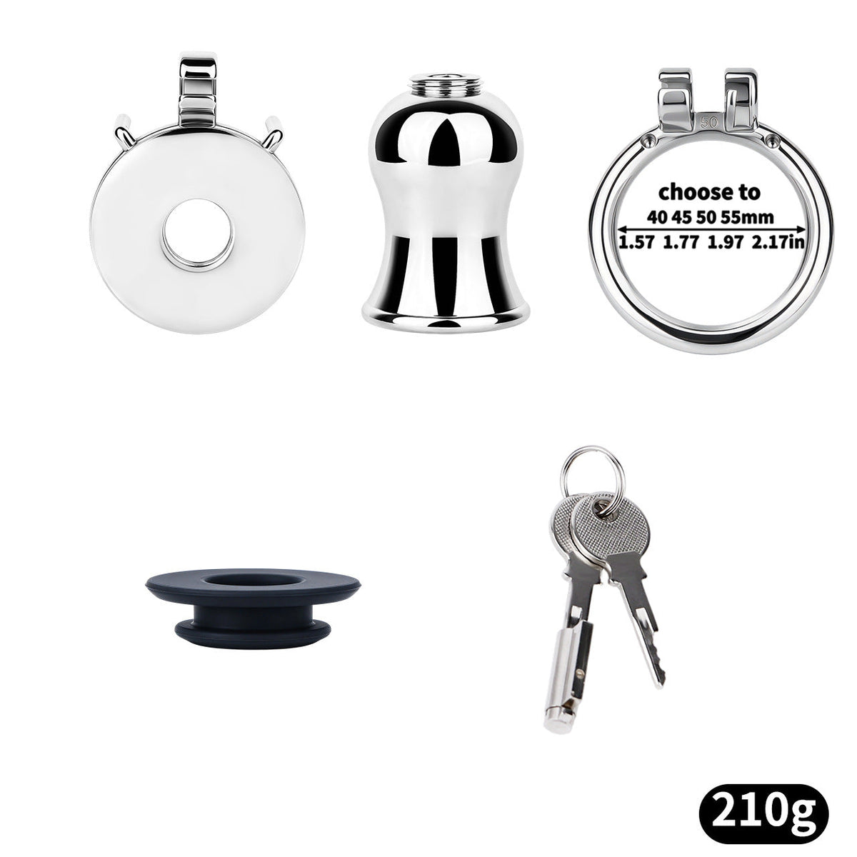 Flat & Inverted  Stainless Steel Chastity Cage - Small to Large Inverted Plugs