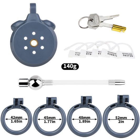 small Inverted Chastity Cage with Removable Steel Ball Plug and Silicone Catheter