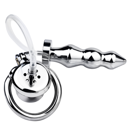 Urethral Inverted Chastity Cage with Detachable Anal Plug Negative Cock Cage for Dual Chastity Play