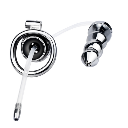 Urethral Inverted Chastity Cage with Detachable Anal Plug Negative Cock Cage for Dual Chastity Play
