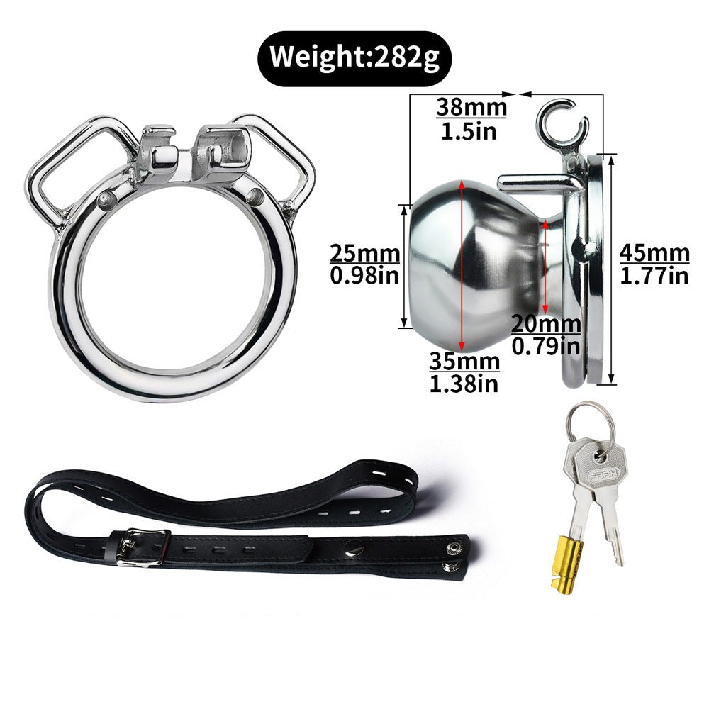 Sissy Butterfly Inverted Chastity Cage with PU Belt and Silicone Catheter Metal Negative Cock Cage