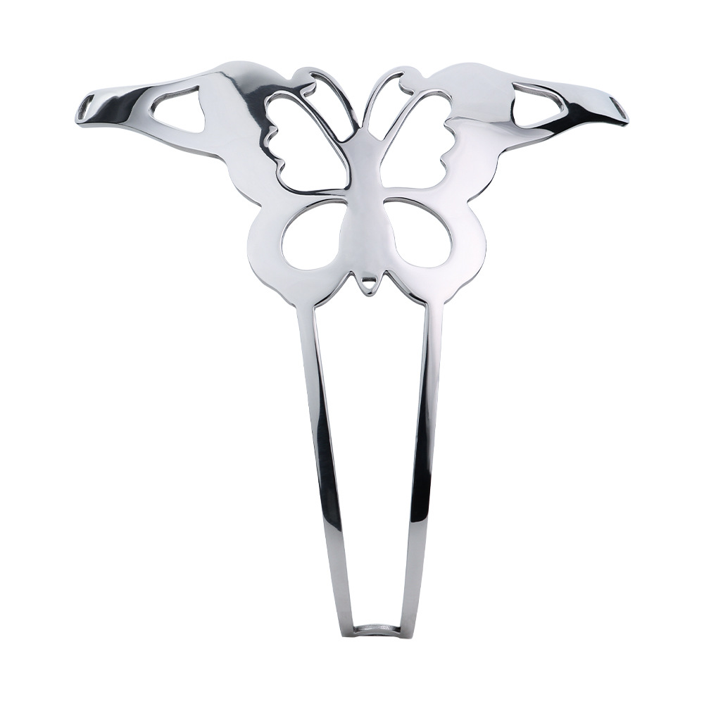 Women’s Fetish Butterfly Metal Chastity Belt with Chains Lock Belt for Female Chastity Play