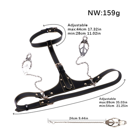 Sexy Bondage Harness Bra with Metal Nipple Clamps Kinky Fetish Sex Restraint