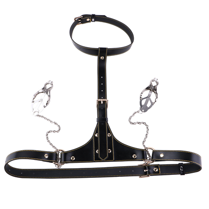 Sexy Bondage Harness Bra with Metal Nipple Clamps Kinky Fetish Sex Restraint