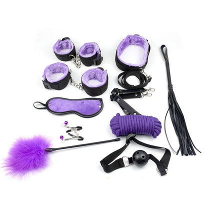 Black and Purple Bondage Kit For BDSM Play Couple