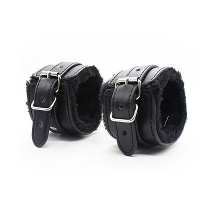 Black PU Leather Handcuff For Bondage Play