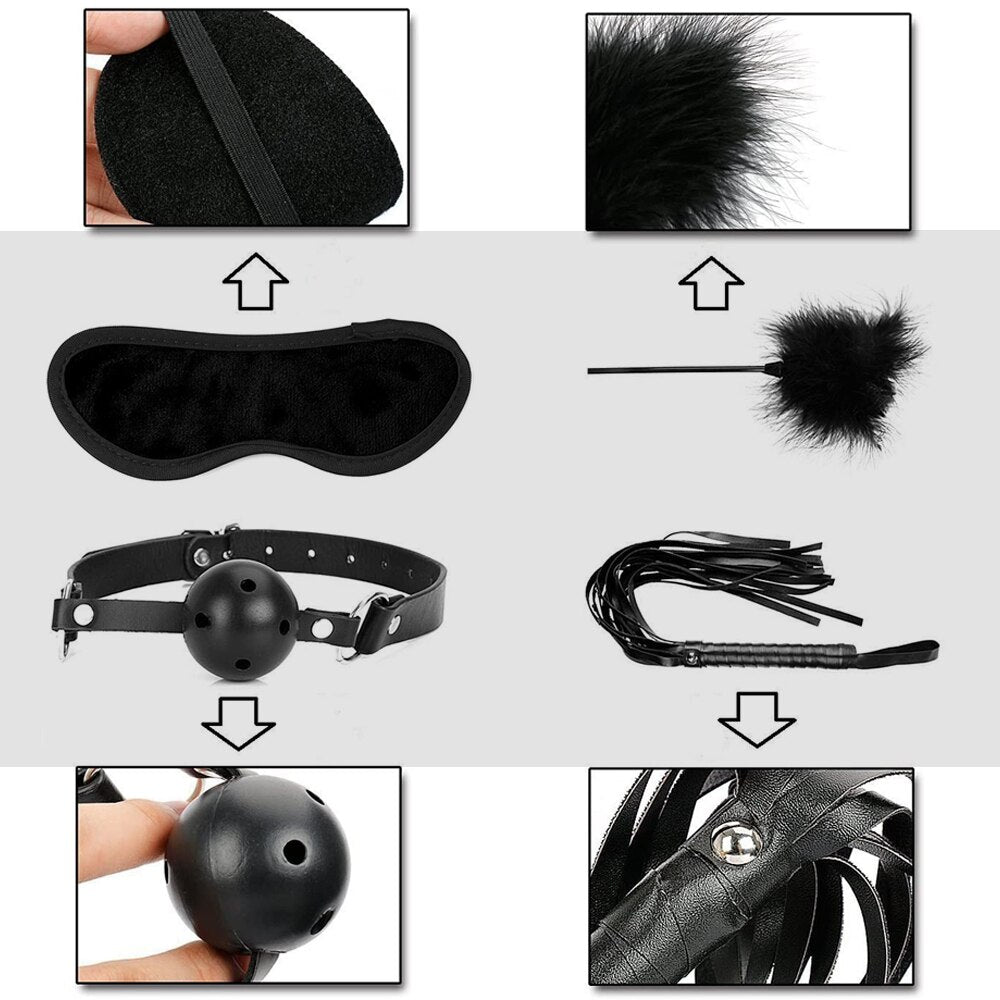 PU leather blindfold and mouth gag