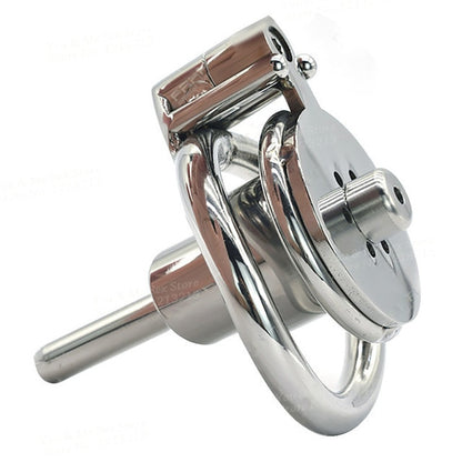 Inverted Chastity Cage with Removable Urethral Plug - Negative Cock Cage in Stainless Steel - ChastityBondage