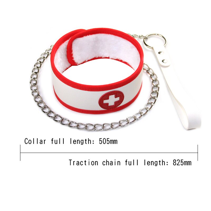 Nurse Bondage Collar with Metal Chain