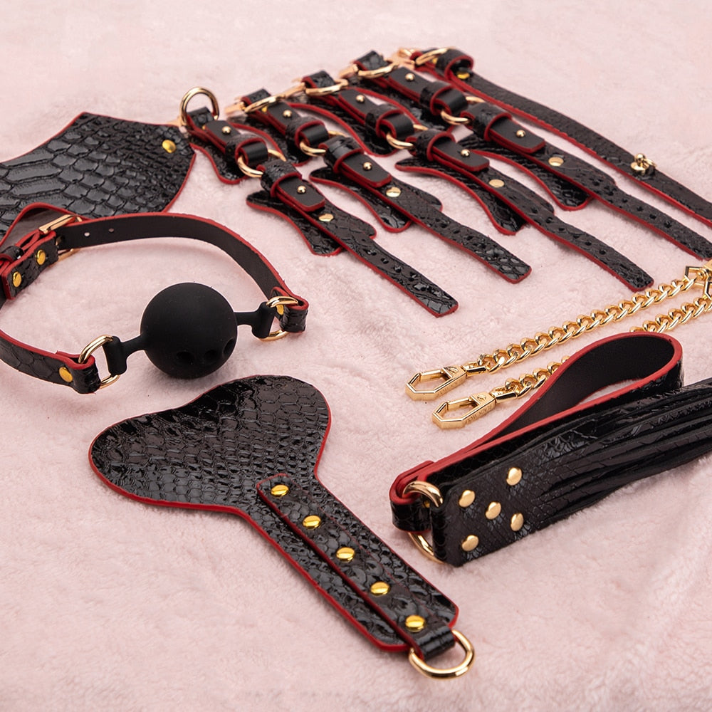 Luxury Bondage Kit 9 pcs BDSM Gears For Punishment-ChastityBondage