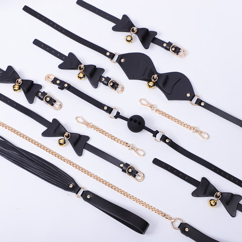 Luxury Black Leather Bondage Kit For BDSM Play - Beginner Bondage Kit