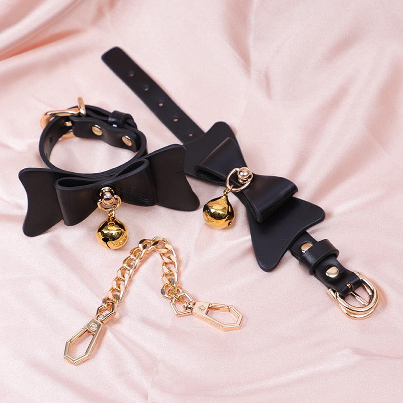 Luxury Black Leather Bondage Kit For BDSM Play - Beginner Bondage