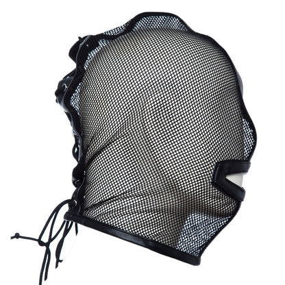 BDSM Bondage Headgear: Mesh Head Hood with Open Mouth Harness for Slave Play - ChastityBondage