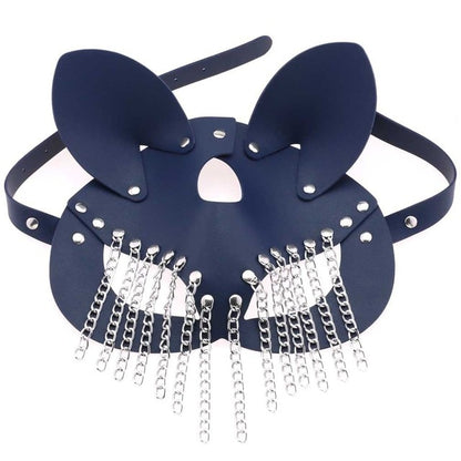 Sexy Leather Half Face Mask with Tassels for Women: Fox Cosplay, Halloween Party, Masquerade Ball, Punk Collar - ChastityBondage