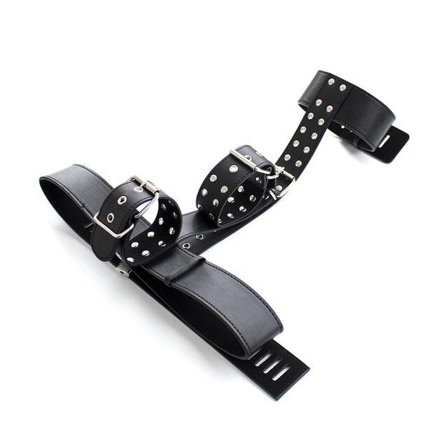 Bondage Body Harness - Neck Collar To Wrist Handcuffs Adjustable BDSM Lingerie Harness - ChastityBondage