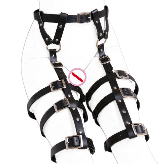 Bondage Harness - PU Leather Leg Thigh Waist Belt For Women - ChastityBondage