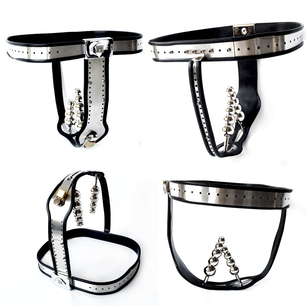 Female Chastity Belt with PadLock T-Back Chastity Panties - ChastityBondage