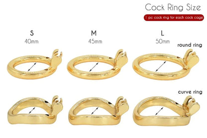 Curved Metal Gold Chastity Cage For Men Golden Cock Cage BDSM Chastity Device