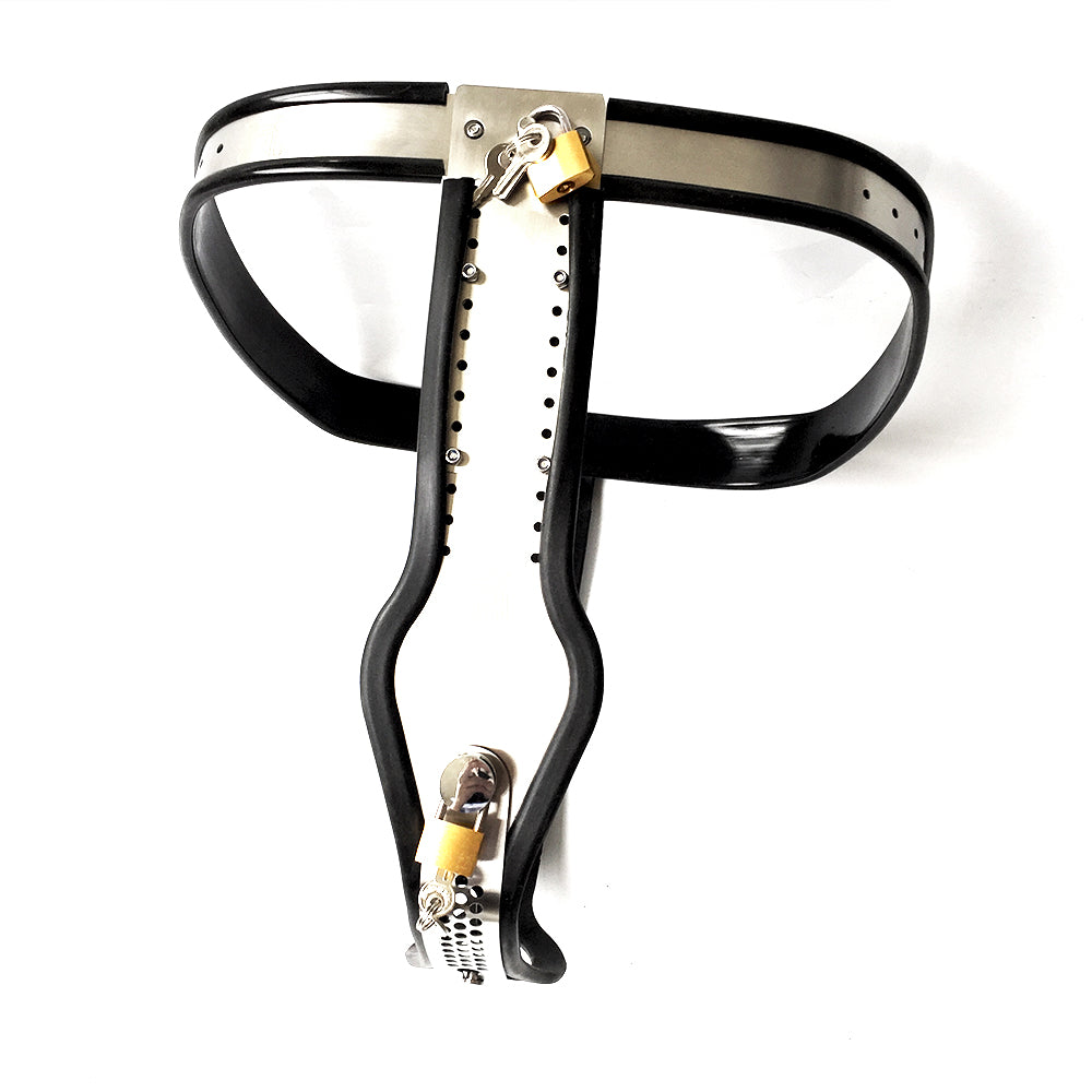 Female Chastity Belt with PadLock T-Back Chastity Panties - ChastityBondage