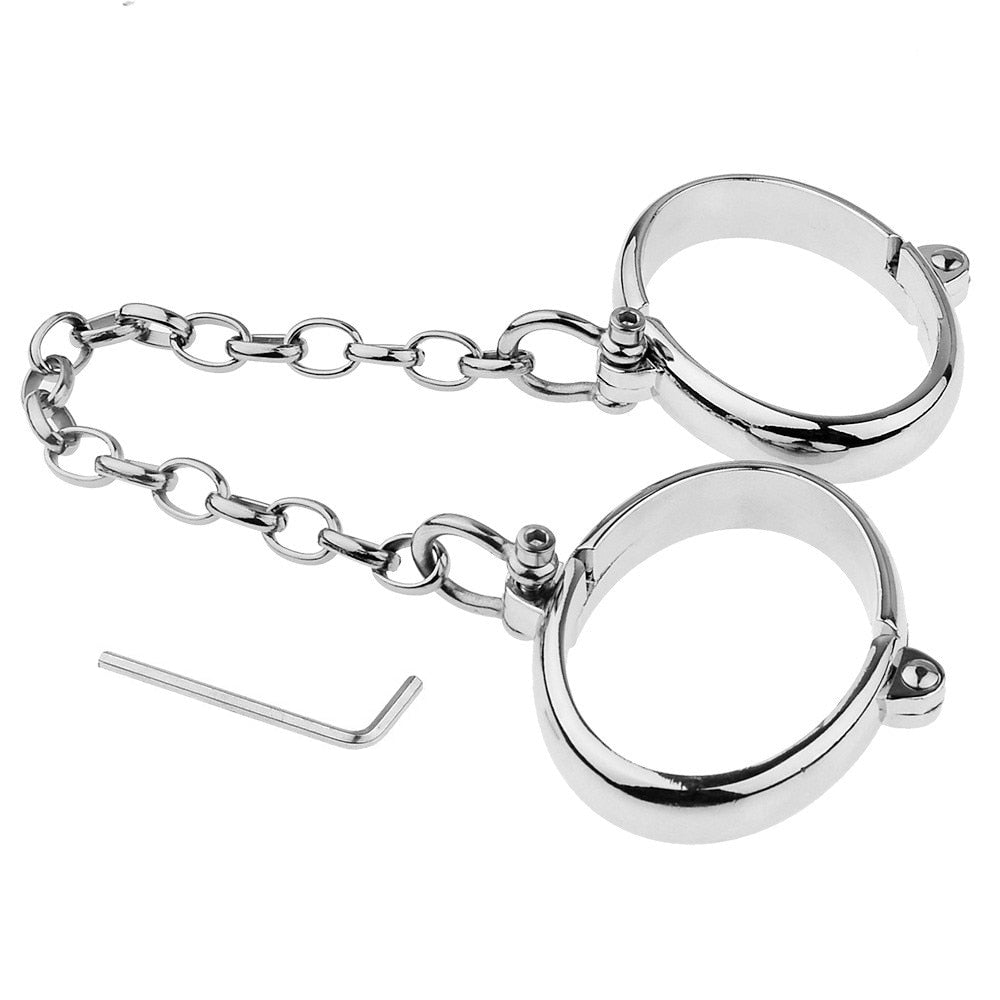 Stainless Steel Handcuffs and Ankle Cuffs for BDSM Bondage Restraints and Slave Chain - ChastityBondage