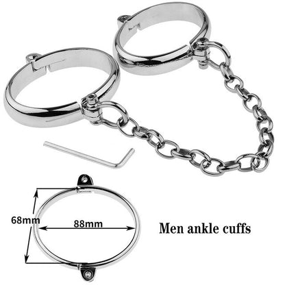 Stainless Steel Handcuffs and Ankle Cuffs for BDSM Bondage Restraints and Slave Chain - ChastityBondage