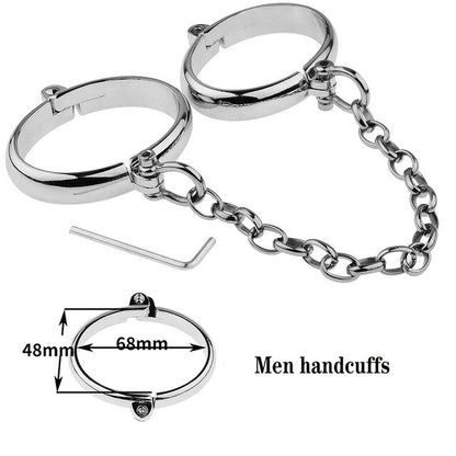 Stainless Steel Handcuffs and Ankle Cuffs for BDSM Bondage Restraints and Slave Chain - ChastityBondage