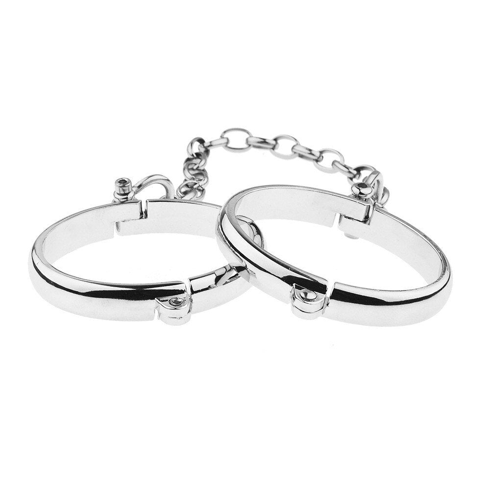 Stainless Steel Handcuffs and Ankle Cuffs for BDSM Bondage Restraints and Slave Chain - ChastityBondage