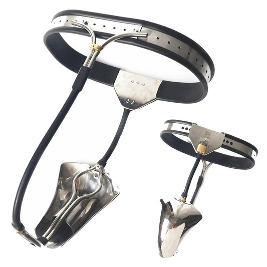 Metal Chastity Belt For Men - Male Panties Shield Device with Lock and Anal Plug - ChastityBondage