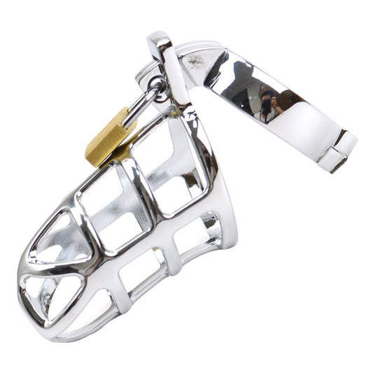 Metal Chastity Cage with Lock - Stainless Steel Penis Restraint Sex Toys for Men - ChastityBondage