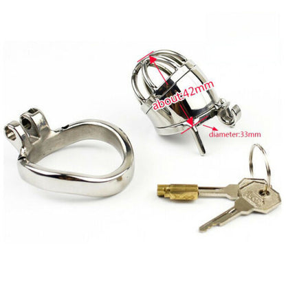 Metal Chastity Cage For Men - Stainless Steel Lockable Cock Cage with Anti-drop Loop Penis Ring - ChastityBondage