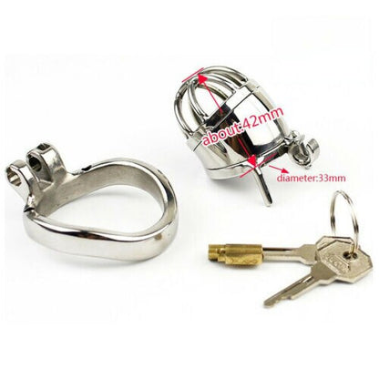 Male Metal Chastity Cage with Anti-drop Loop Penis Ring - BDSM Bondage Cock Cage - ChastityBondage