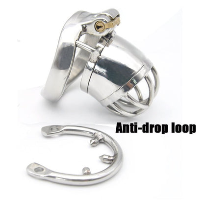 Male Metal Chastity Cage with Anti-drop Loop Penis Ring - BDSM Bondage Cock Cage - ChastityBondage