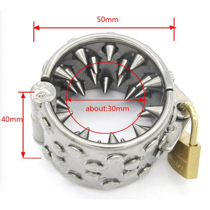 Spiked Chastity Cage Male Stainless Steel Metal Cock Ring - Teeth Penis Ring - ChastityBondage