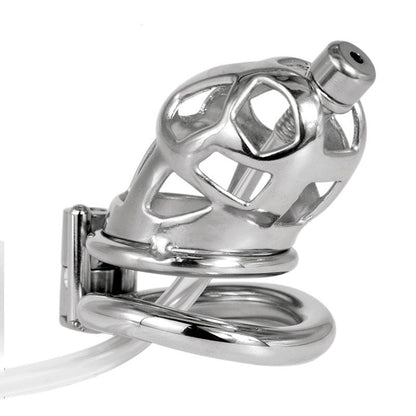 Breathable Metal Cobra Chastity Cage with Silicone Catheter 304 Stainless Steel Cock Cage