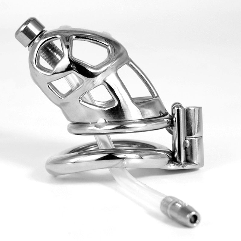 Breathable Metal Cobra Chastity Cage with Silicone Catheter 304 Stainless Steel Cock Cage