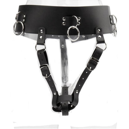 BDSM Harness Chastity Belt For Women - Genuine/PU Leather Bondage Thongs Panties - ChastityBondage